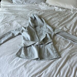 Lucky Brand Light Gray Blue Hooded Draped Jacket